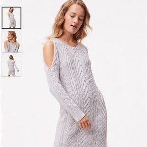 LOFT Cable Cold Shoulder Sweater Dress Gray